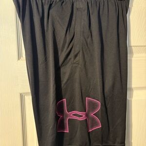 Under Armour Black Athletic Shorts with Pink Logo
